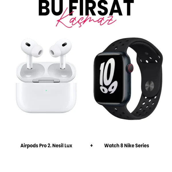 Watch 8 Nike Serisi Akıllı Saat ve Airpods Pro 2 Lux Bluetooth Kulaklık