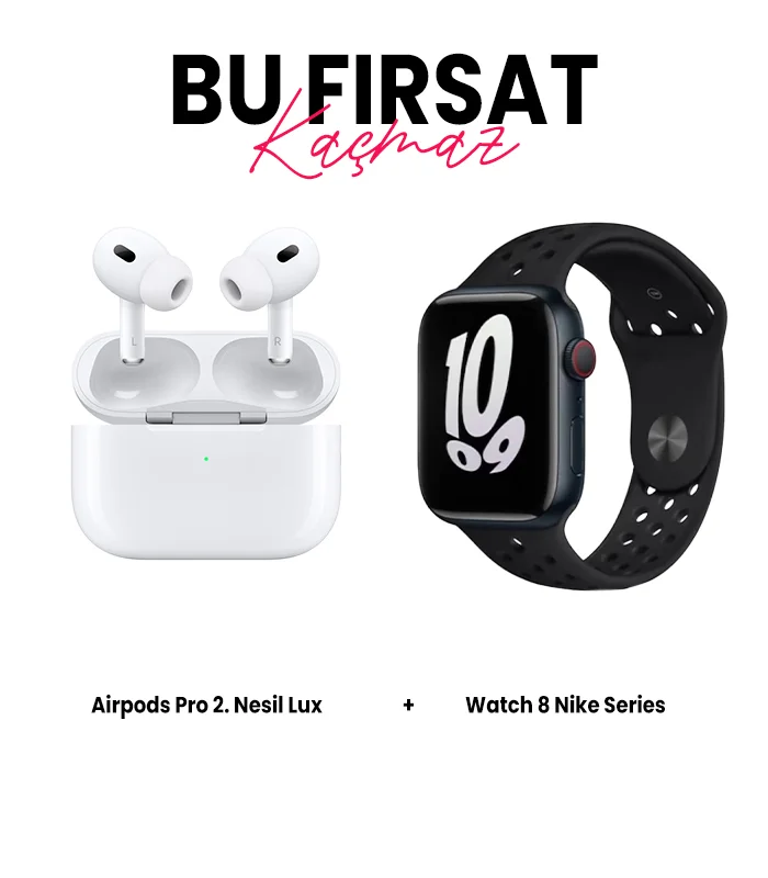 Watch 8 Nike Serisi Akıllı Saat ve Airpods Pro 2 Lux Bluetooth Kulaklık