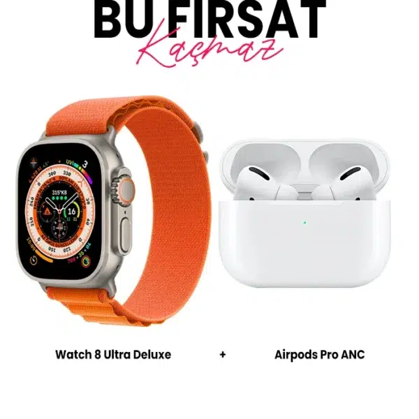 Watch 8 Ultra Deluxe Akıllı Saat ve Airpods Pro Anc Bluetooth Kulaklık