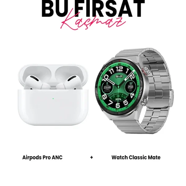 Watch Clasic Mate Akıllı Saat ve Airpods Pro ANC Bluetooth Kulaklık