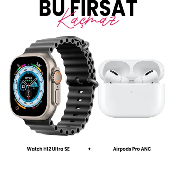 Watch H12 Ultra Se Akıllı Saat ve Airpods Pro ANC Bluetooth Kulaklık