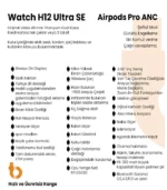 Watch H12 Ultra Se Akıllı Saat ve Airpods Pro ANC Bluetooth Kulaklık