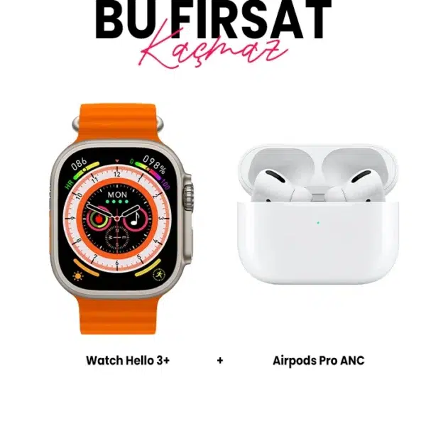 Hello Watch 3 + Akıllı Saat ve Airpods Pro ANC Bluetooth Kulaklık