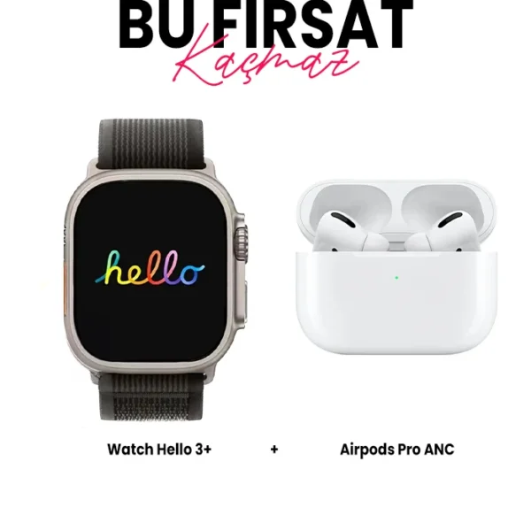 Hello Watch 3 + Akıllı Saat ve Airpods Pro ANC Bluetooth Kulaklık