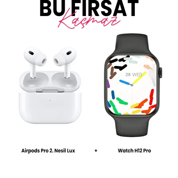 Watch H12Pro Akıllı Saat ve Airpods Pro 2 Lux Bluetooth Kulaklık