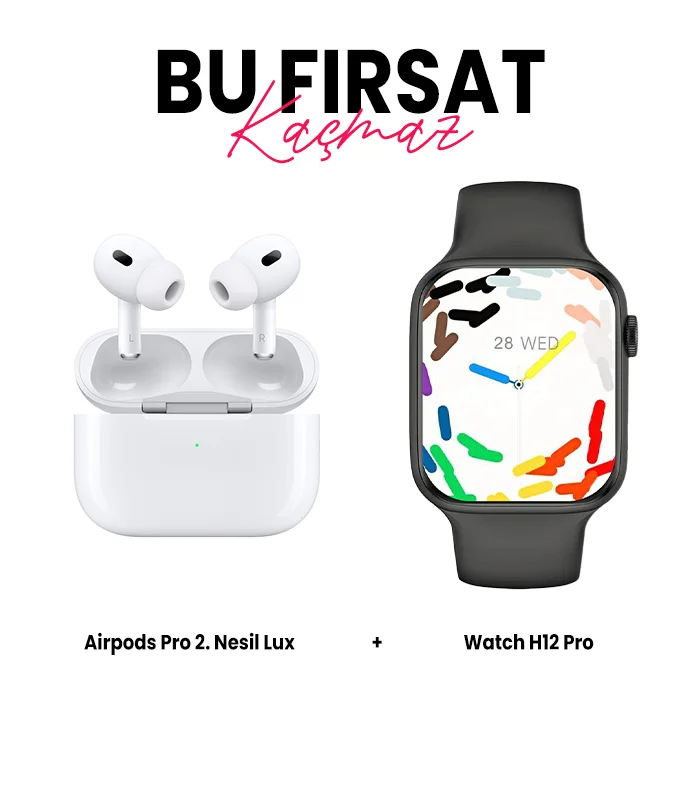 Watch H12Pro Akıllı Saat ve Airpods Pro 2 Lux Bluetooth Kulaklık