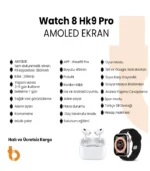 Watch Hk9 Pro Akıllı Saat ve Airpods Pro 2 Lux Bluetooth Kulaklık