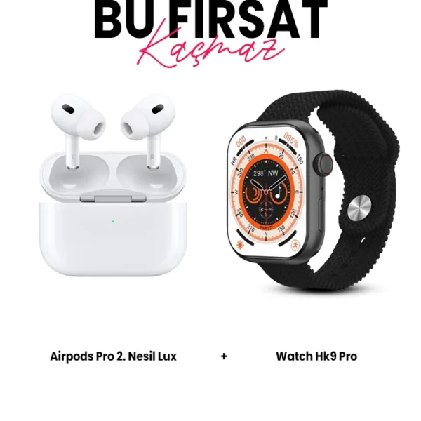 Watch Hk9 Pro Akıllı Saat ve Airpods Pro 2 Lux Bluetooth Kulaklık