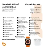 Watch Hk9 Ultra2 Akıllı Saat ve Airpods Pro ANC Bluetooth Kulaklık